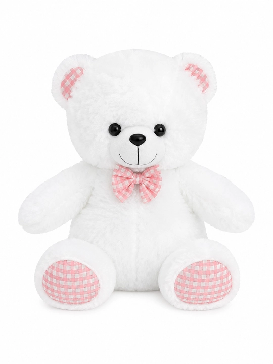 Yumshoq ayiqcha o‘yinchoq, oq va shaftoli rangli plush teddy bear, sovg‘abop ayiqcha - 