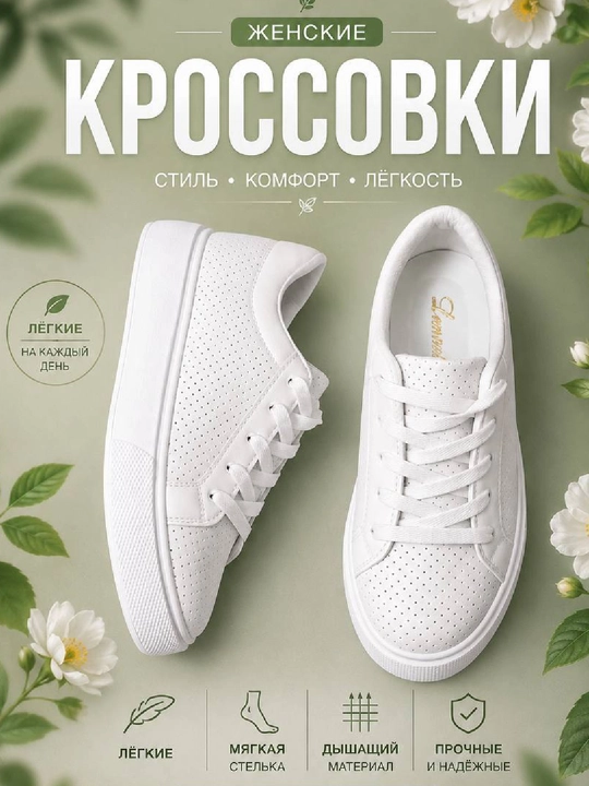 Женские кроссовки, белые кроссовки, летняя обувь, женская обувь