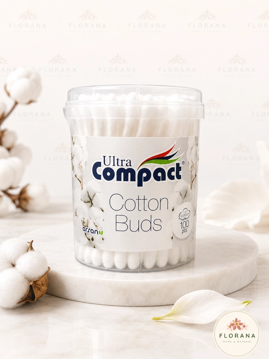 Ultra Compact Cotton Buds — из чистого хлопка, в удобной банке  - 