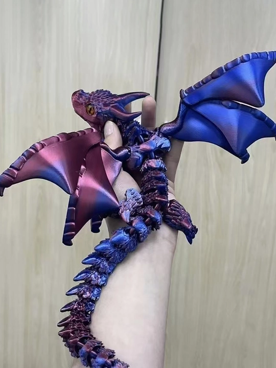 Крылатый дракон с большими рогами, реалистичная 3D-игрушка с подвижными суставами