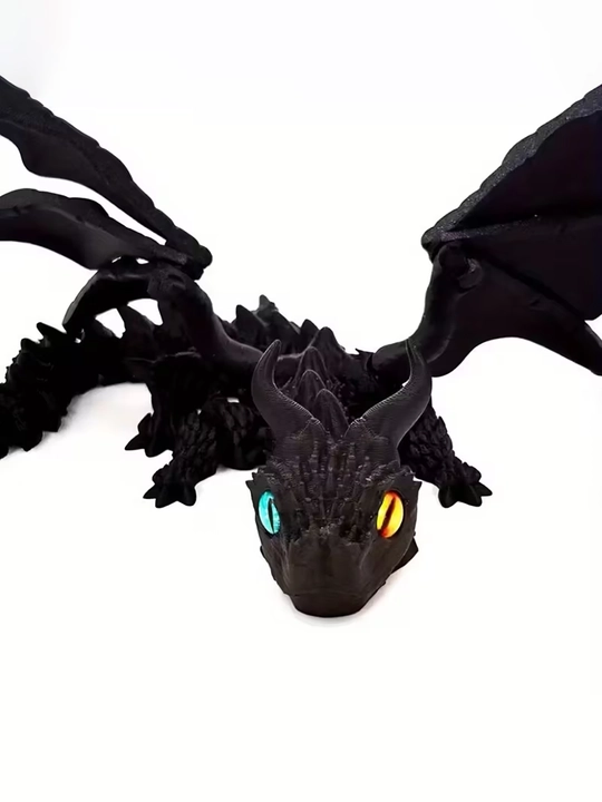 Крылатый дракон с большими рогами, реалистичная 3D-игрушка с подвижными суставами