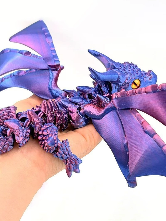 Крылатый дракон с большими рогами, реалистичная 3D-игрушка с подвижными суставами