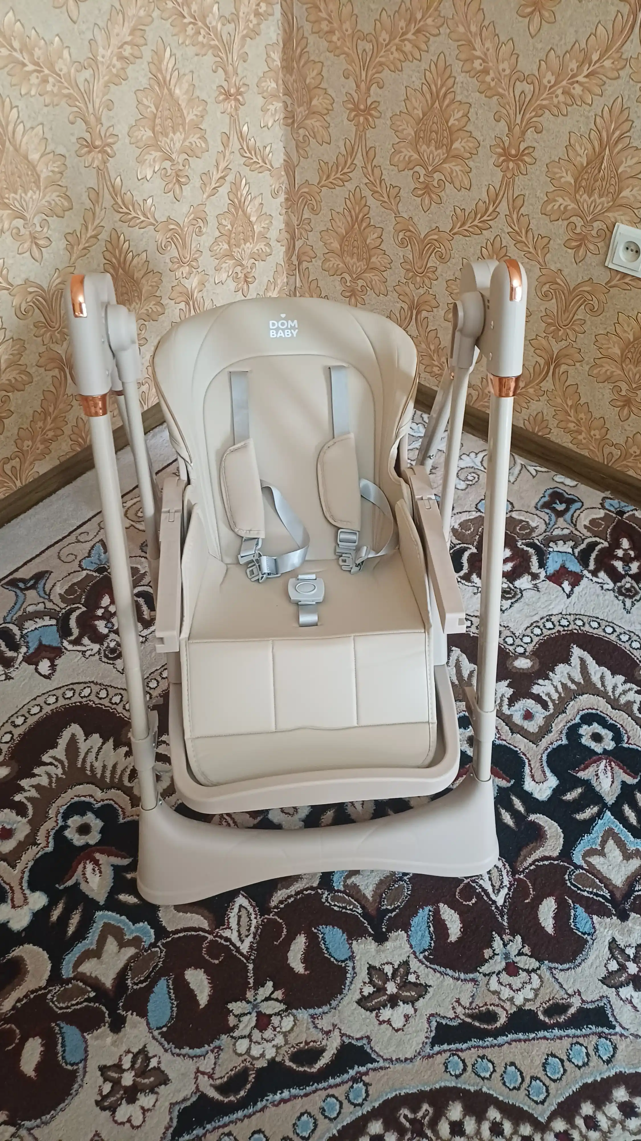 Стульчик для кормления FIDGO, складной, с функцией качания, экокожа