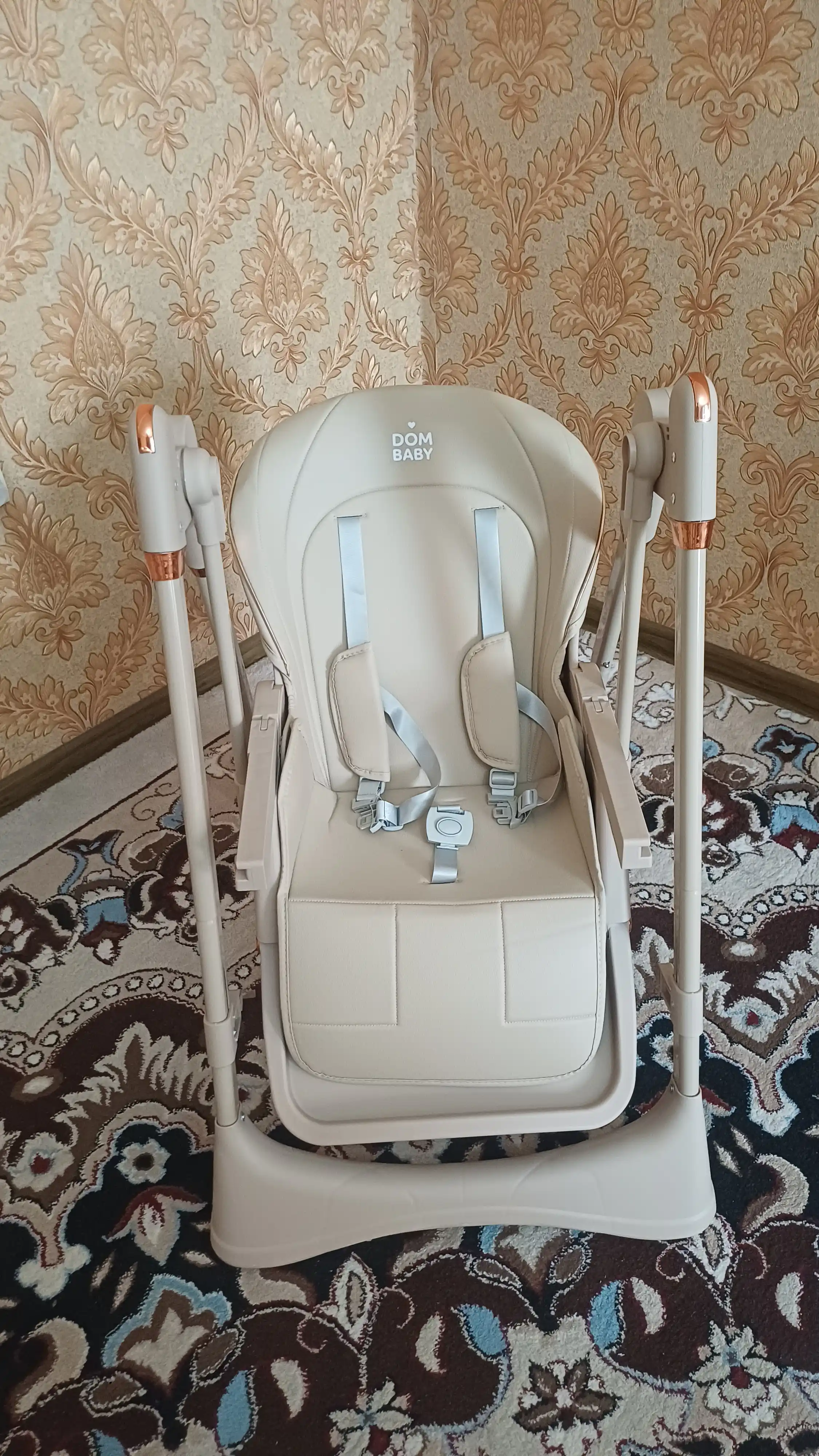 Стульчик для кормления FIDGO, складной, с функцией качания, экокожа