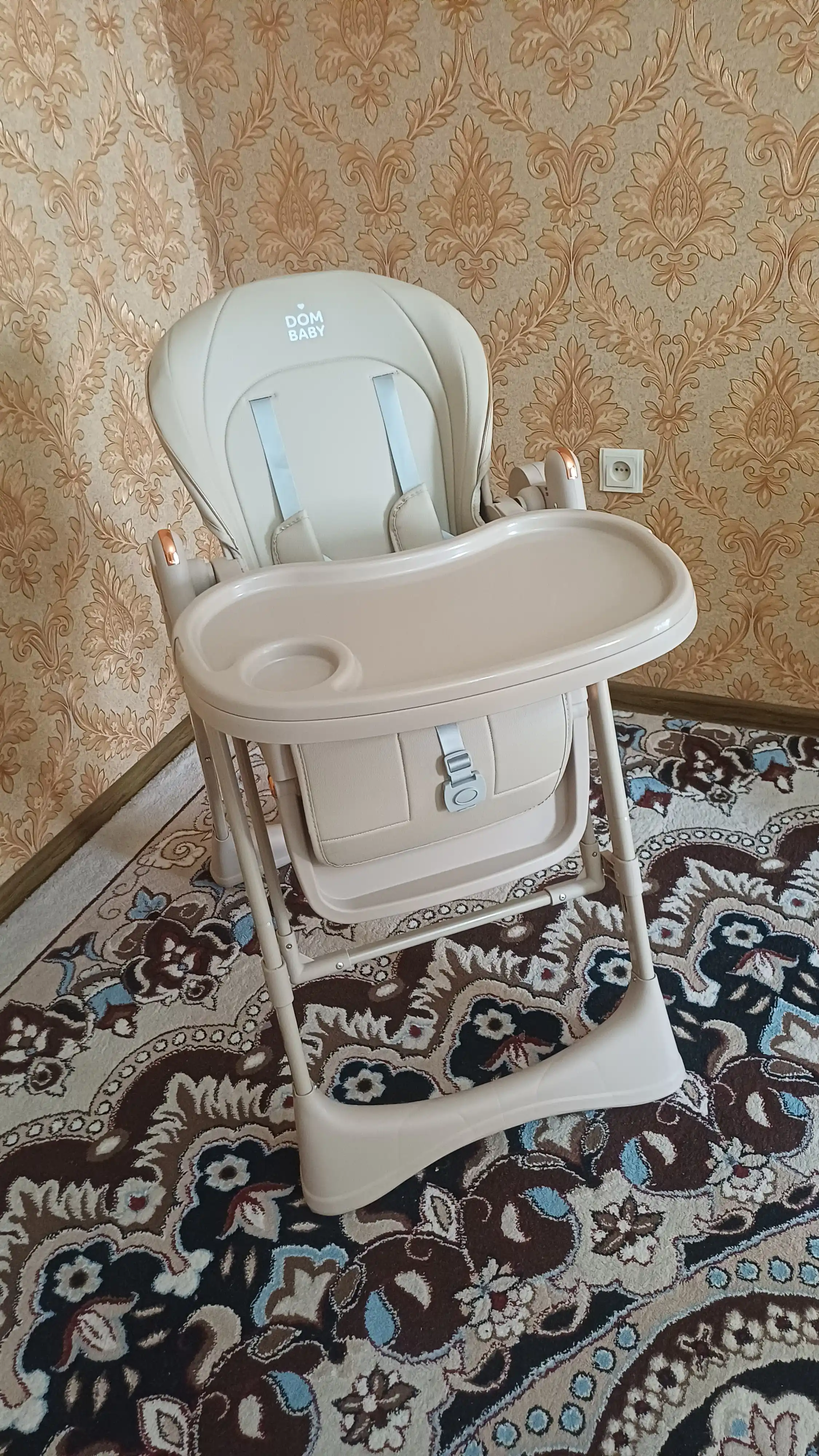 Стульчик для кормления FIDGO, складной, с функцией качания, экокожа