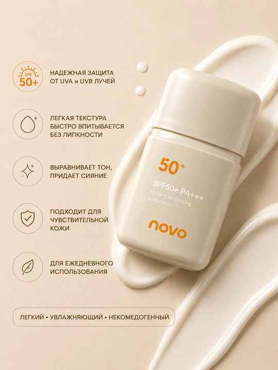Солнцезащитный крем для лица NOVO SPF50+ PA+++