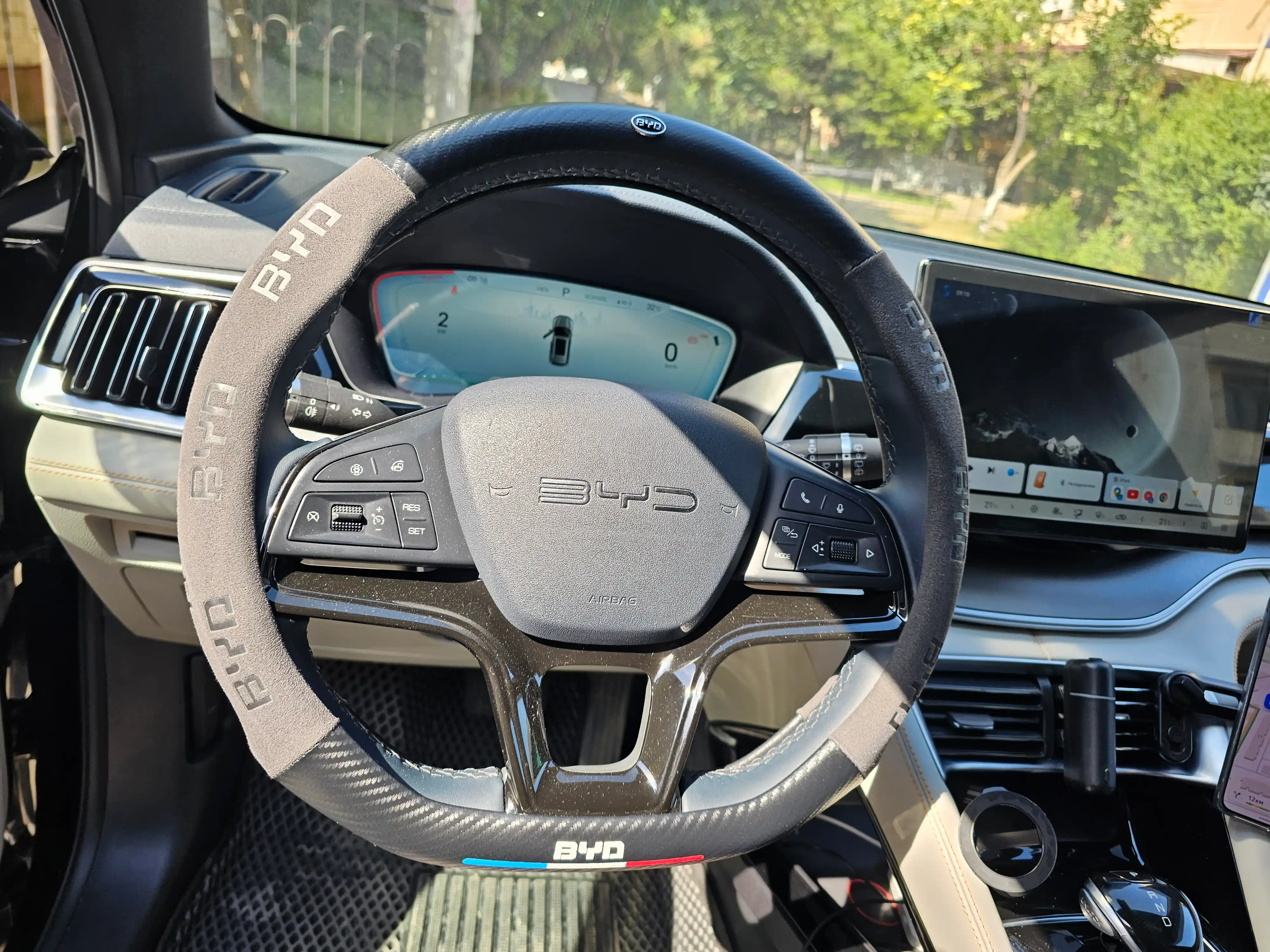 Карбоновый чехол на руль, оплетка руля на все модели BYD, D форма руля, алькантара