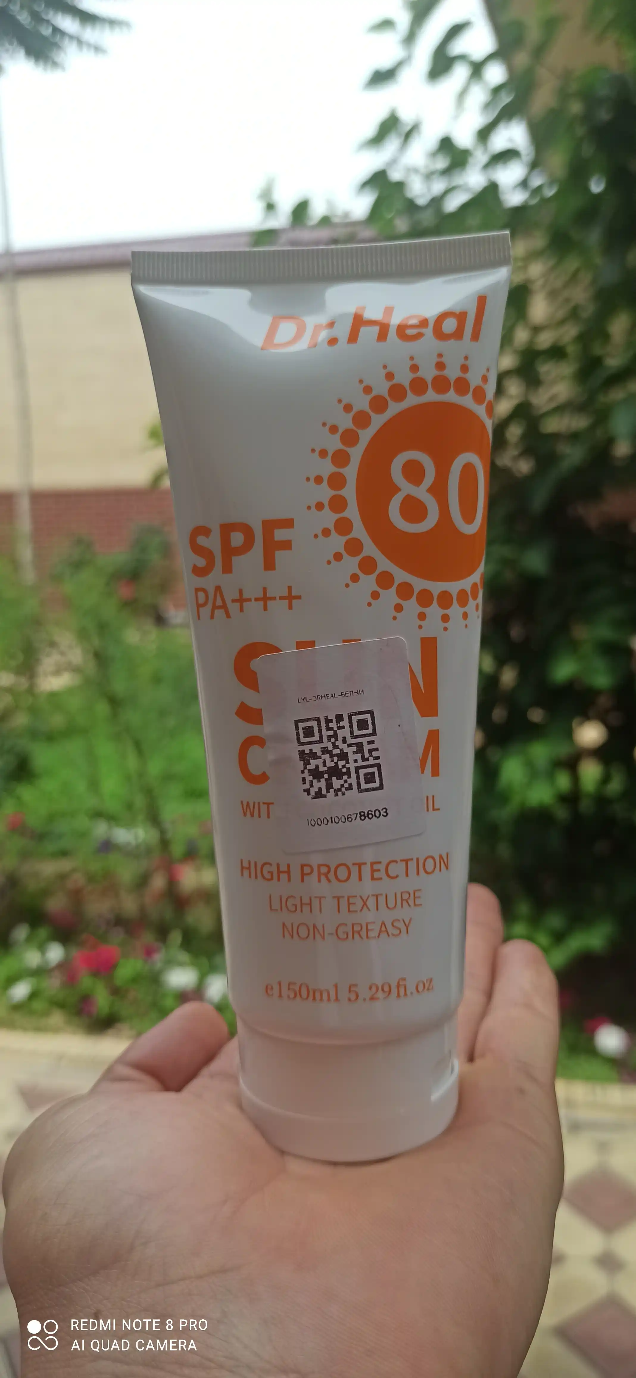 Quyoshdan himoya qiluvchi krem Dr.Heal Sun Cream SPF 80 PA++ E vitamini, kokos moyi 150 ml