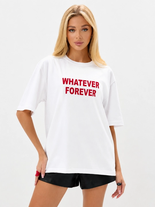 Футболка женская с принтом, базовая, хлопок, oversize