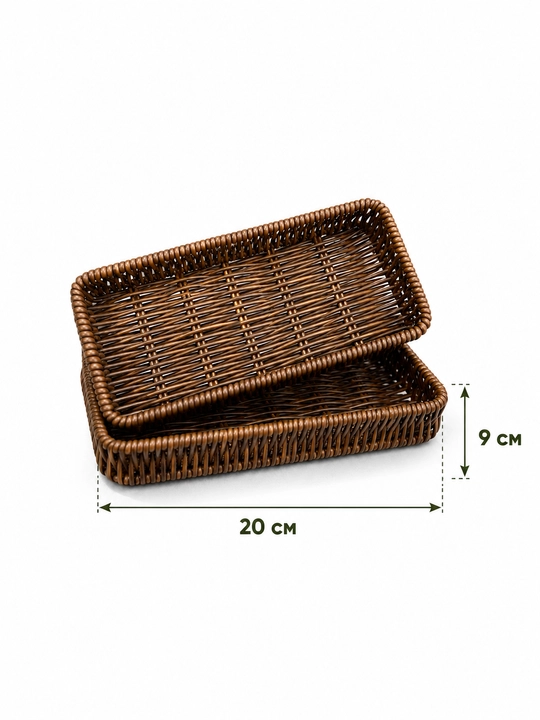Rattan uslubidagi oval to‘qilgan savat – non, meva va pishiriqlar uchun servis savati