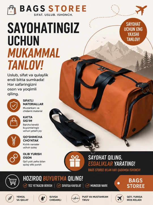Zamonaviy sport sumkasi — kundalik foydalanish va sport uchun ideal - 