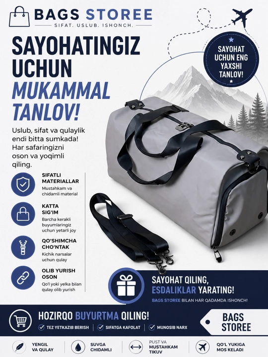 Zamonaviy sport sumkasi — kundalik foydalanish va sport uchun ideal - 