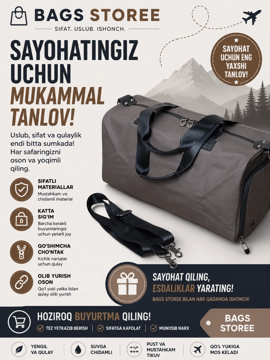 Zamonaviy sport sumkasi — kundalik foydalanish va sport uchun ideal - 