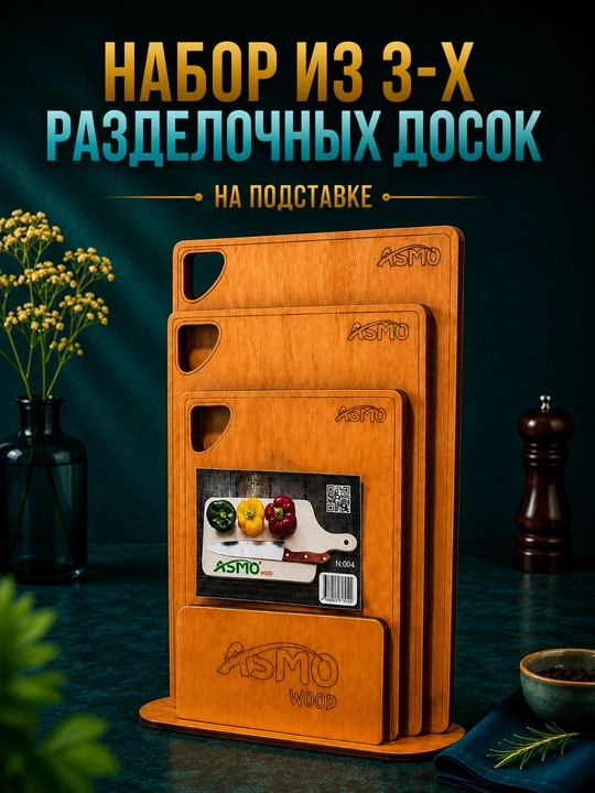 Набор разделочных досок, бамбуковая доска, доска для нарезки, набор из 4 досок - 