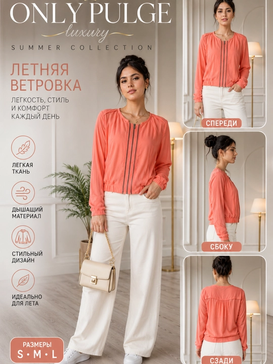 ONLY EDGE luxury by Denmark — yozgi yengil vetrovka, yoz uchun