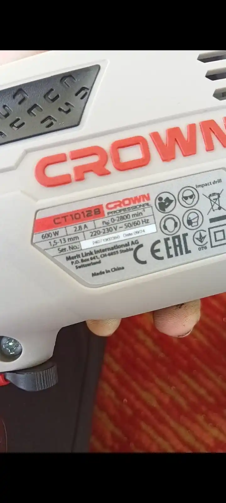 Дрель ударная CROWN CT10128, 600W