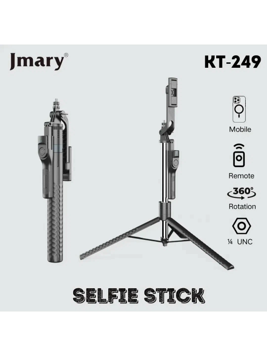 Jmary KT-249 Bluetooth masofadan boshqarish pultiga ega 1.9m smartfon uchun selfie shtativ