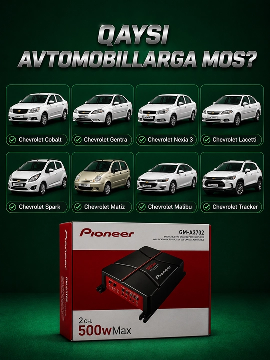Mashina uchun usilitel, Ovoz kuchaytirgich  PIONEER GM-A3702 500W
