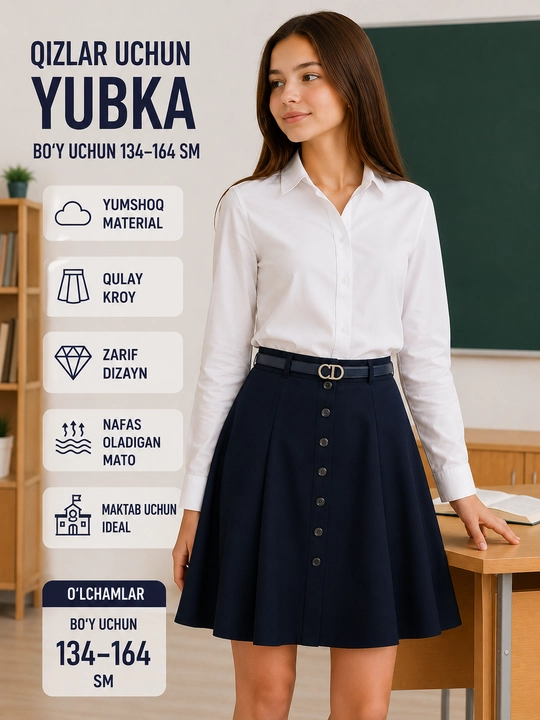 Школьная расклешённая юбка для девочек