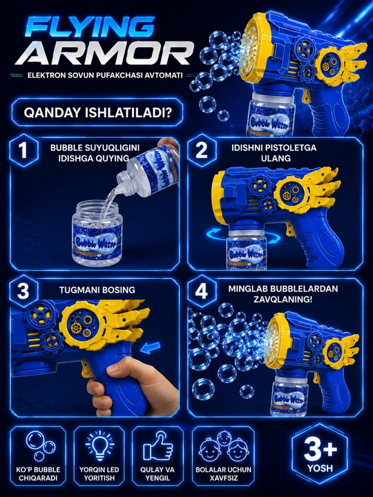 Bubble Gun - Bolalar uchun sovun pufagi generatori