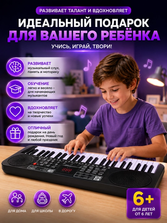 Детский электронный синтезатор с микрофоном пианино игрушка и функцией записи звука