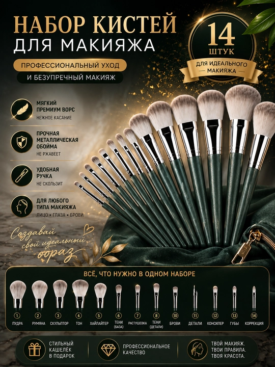 Professional makiyaj uchun kistochkalar to'plami