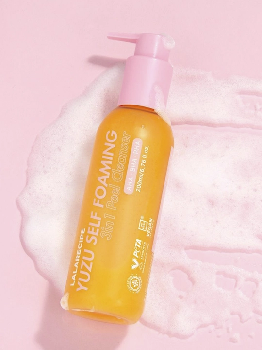 LALARECIPE Yuzu Self Foaming 3 в 1 пенка для лица AHA BHA PHA, 200 мл