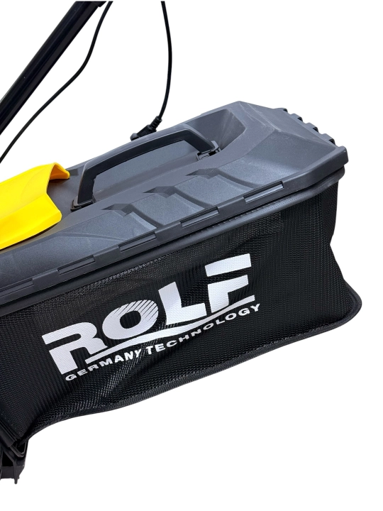 Газонокосилка электрическая ROLF 1600W: ширина 38 см, регулировка высоты 5 уровней, 42 л