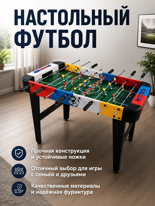 Bolalar va kattalar uchun 92×46×69,5 sm o‘lchamdagi futbol stolchasi - 
