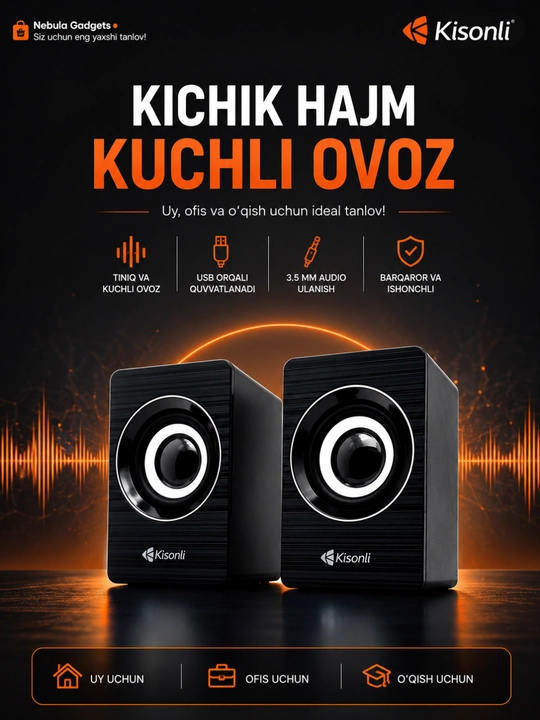 Колонки для компьютера Kisonli A707, USB акустика, мощный звук