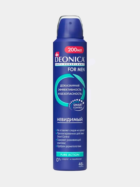 Дезодорант антиперспирант мужской спрей Deonica for men Невидимый 200 мл