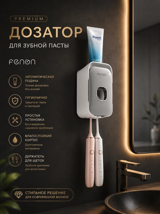 Автоматический выдавливатель зубной пасты, дозатор для ванной комнаты, ABS - 