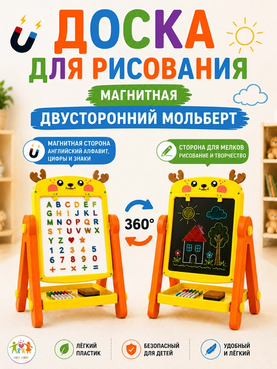 Доска для рисования магнитная. Мольберт - 