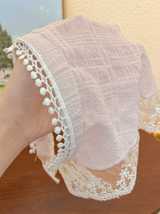 Ayollar uchun oq dantelli bandana, vintage uslubdagi bosh ro‘mol - 
