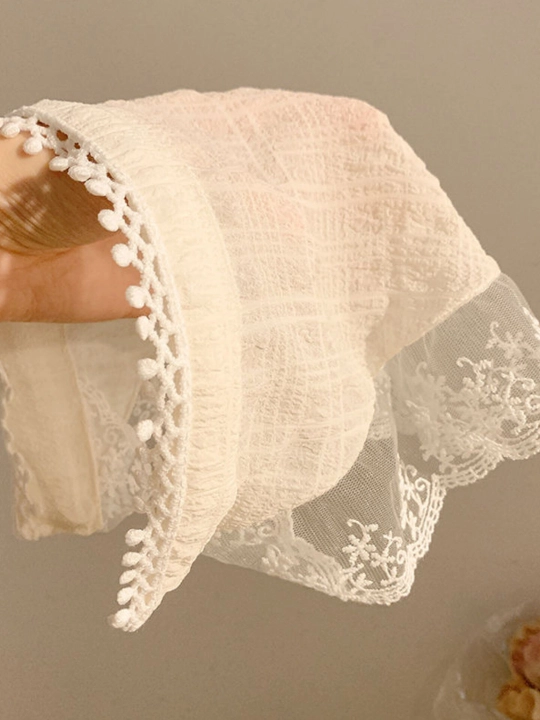 Ayollar uchun oq dantelli bandana, vintage uslubdagi bosh ro‘mol - 