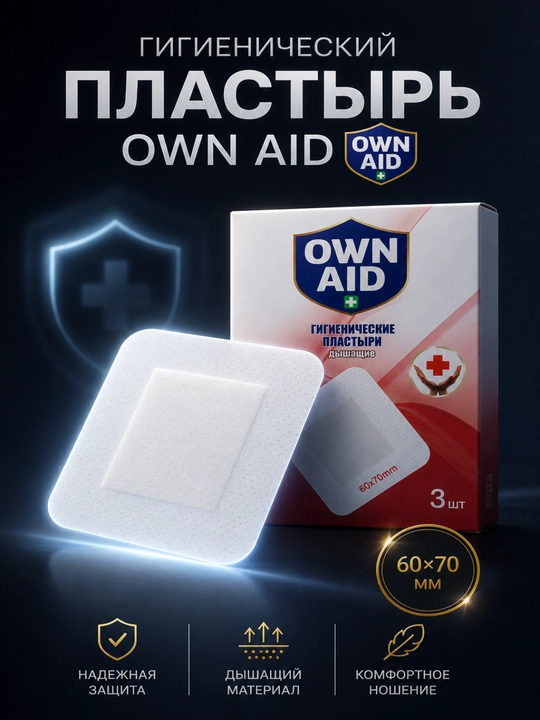 Gigienik plasterlar Own Aid, 3 dona, 60 * 70 mm