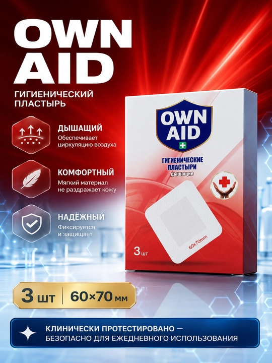 Gigienik plasterlar Own Aid, 3 dona, 60 * 70 mm