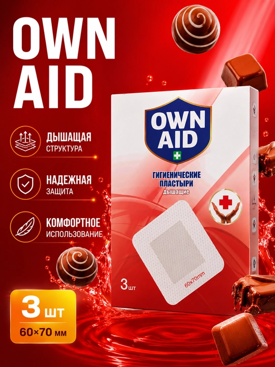 Gigienik plasterlar Own Aid, 3 dona, 60 * 70 mm