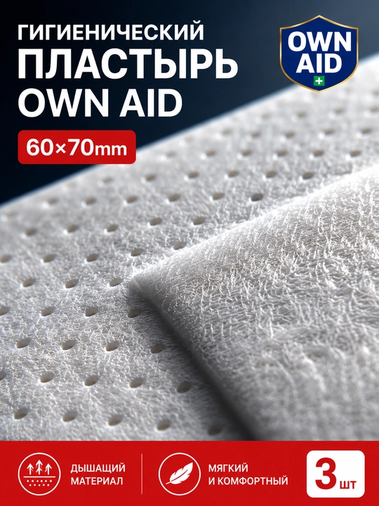 Gigienik plasterlar Own Aid, 3 dona, 60 * 70 mm