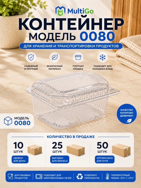 Mahsulotlarni saqlash va tashish uchun MultiGo bir martalik plastik konteyner