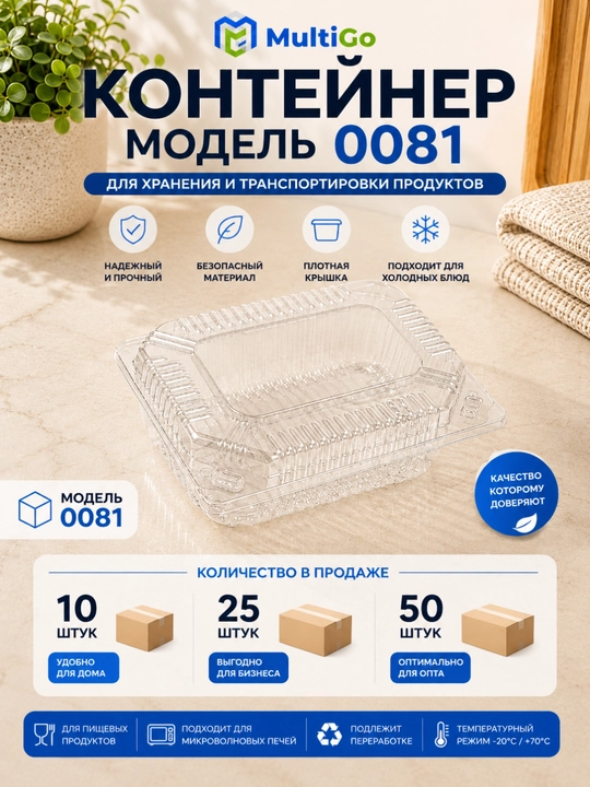 Mahsulotlarni saqlash va tashish uchun MultiGo bir martalik plastik konteyner - 