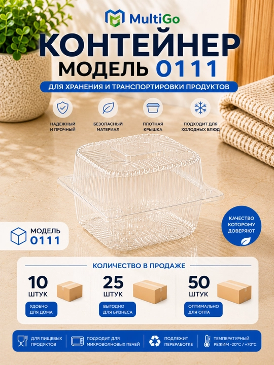 Mahsulotlarni saqlash va tashish uchun MultiGo bir martalik plastik konteyner - 