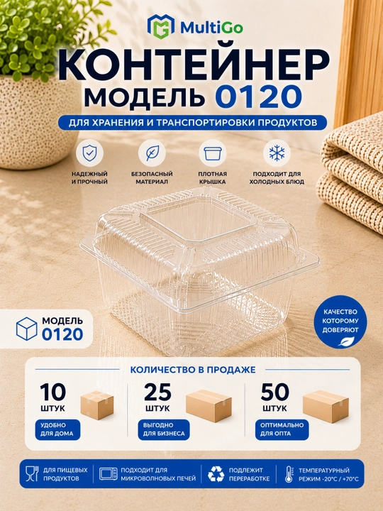 Mahsulotlarni saqlash va tashish uchun MultiGo bir martalik plastik konteyner - 