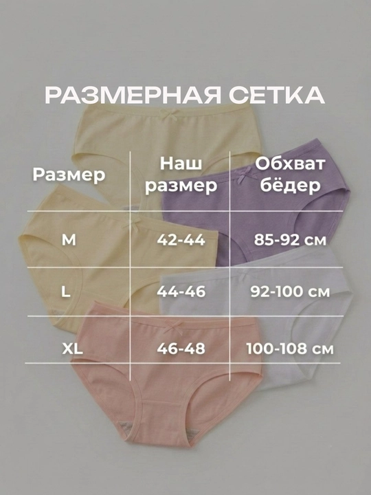 Ayollar trusiklari, paxta, to'plamda 5 dona, ichki kiyim