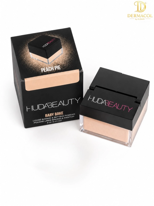 Yuzga mat finish beruvchi beyking kukunyuz pudrasi Huda Beauty Baby Bake Peach Pie