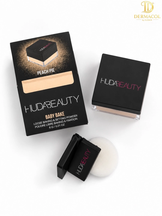 Yuzga mat finish beruvchi beyking kukunyuz pudrasi Huda Beauty Baby Bake Peach Pie