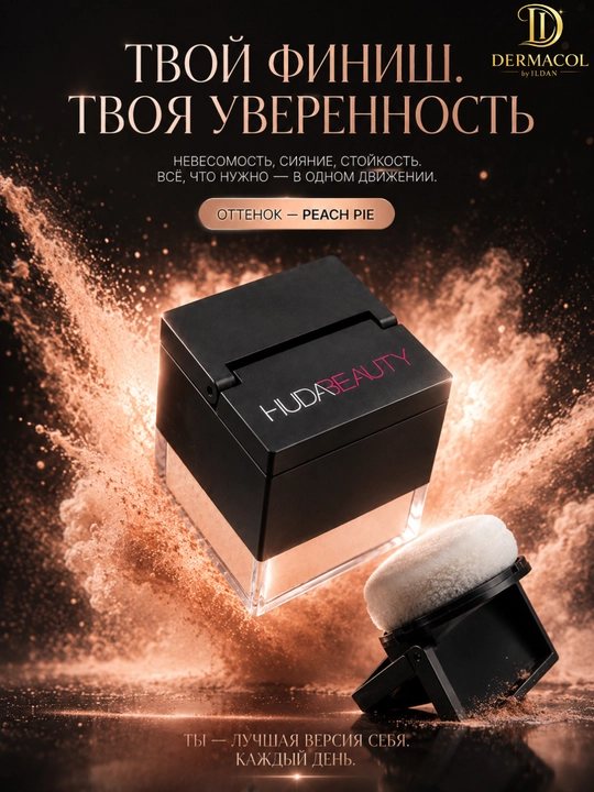 Yuzga mat finish beruvchi beyking kukunyuz pudrasi Huda Beauty Baby Bake Peach Pie - 