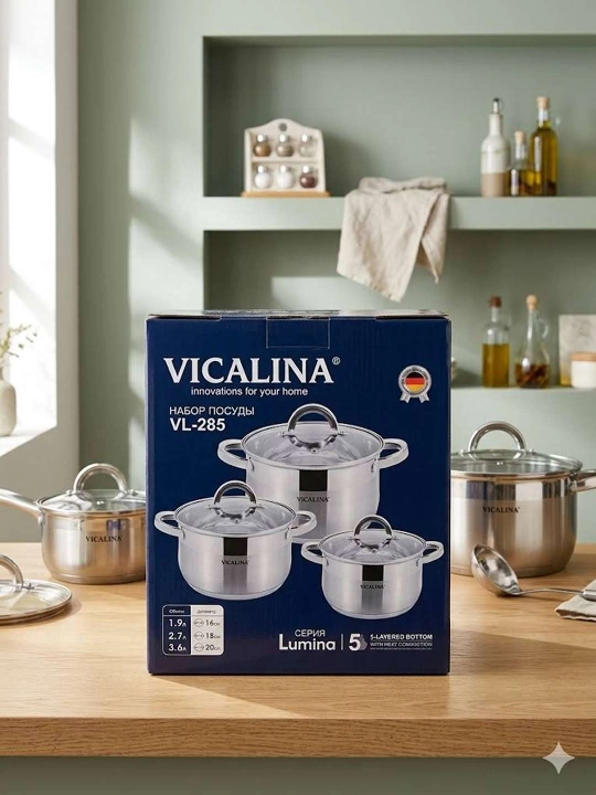 Vicalina кастрюльVL-685 Lumina Seriyasi — Oshxonangiz uchun mukammal qozonlar toʻplami!