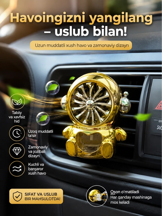 Premium Astronavt avtomobil aromatizatori, ventilyatsiya uchun, uzoq muddatli hid - 