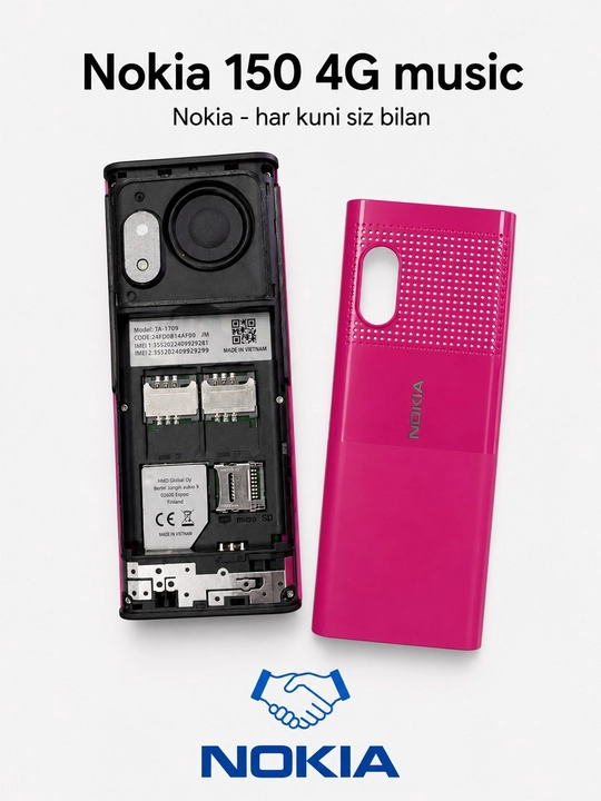 Nokia 150 4G Music мобильный телефон, 2 SIM-карты, Type-C, FM-радио. Батарея 2500 мАч